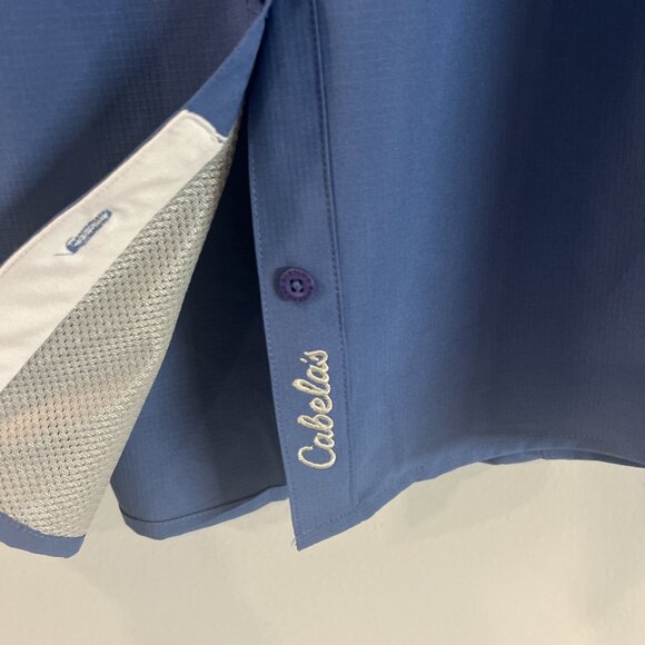 Cabelas Shirt Vented Blue GuideWear Long Sleeve Button Outdoors UPF 30 Large L - Picture 6 of 11